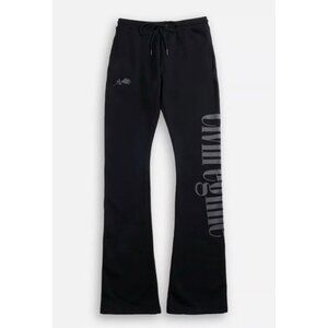 Civil Regime Pants Mens Small Black Concrete Flare Fleece Logo Sweat Joggers New